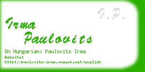 irma paulovits business card